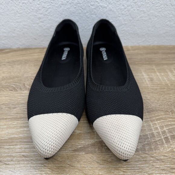 Vivaia Pointed-Toe Ballet Flats Aria 5° SIZE EU 39 | US 8 Black Cream Comfort - Picture 3 of 13